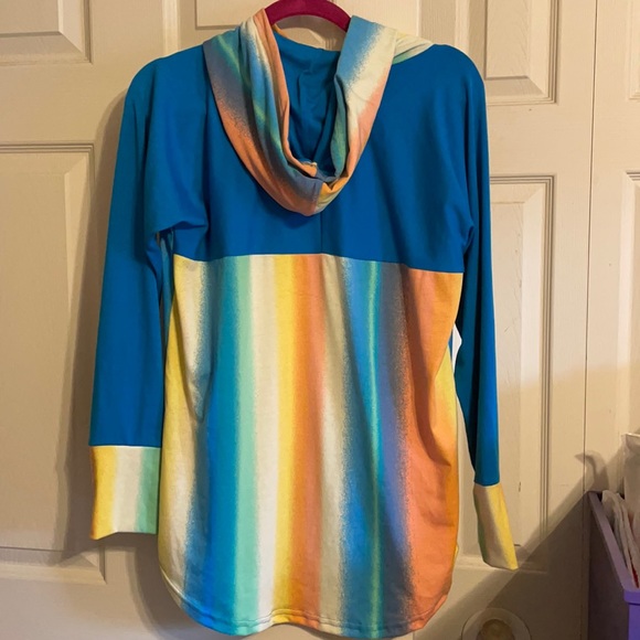Bright colored striped soft hoodie Bold gorgeous colors - Picture 3 of 7